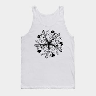 Trendy stylish black color print floral mandala pattern and love symbol - heart. Hand drawn illustration. Posters and Art Prints Tank Top